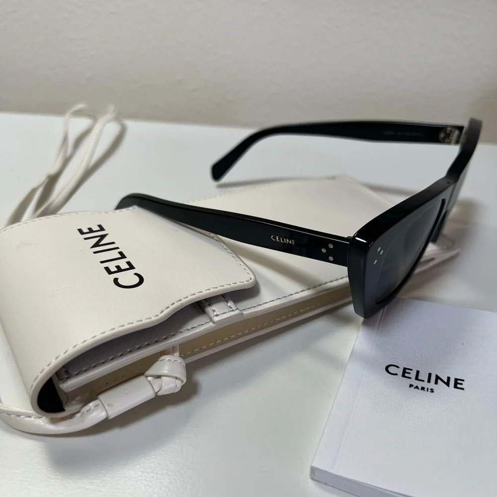 Celine Black Cat-Eye Sunglasses with Case - Picture 2 of 4
